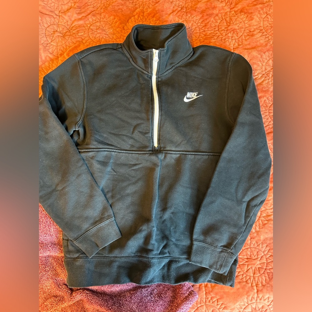 Nike Black Zip Collar Crewneck Sweatshirt